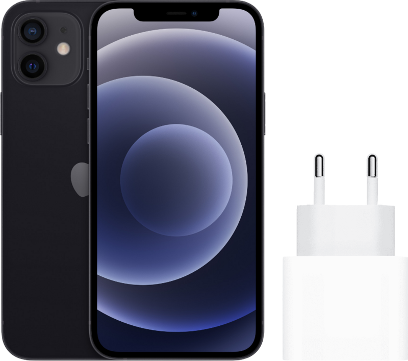 Apple iPhone 12 64GB Zwart + Apple Usb C Charger 20W apple iPhone goedkoop jouwtelefoon.nl