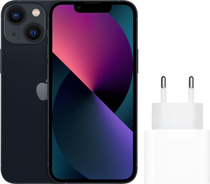 Apple iPhone 13 mini 128GB Zwart + Apple Usb C Oplader 20W - Jouwtelefoon.nl