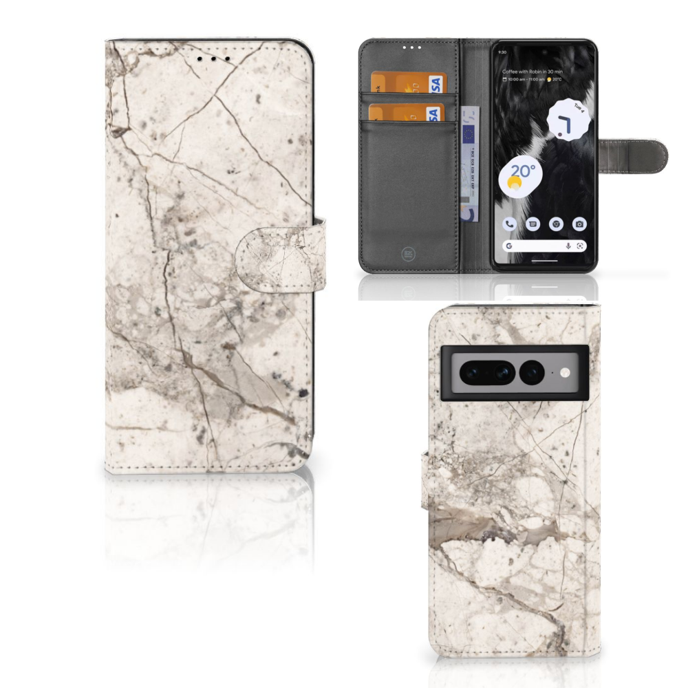 Google Pixel 7 Pro Bookcase Marmer Beige Google Pixel 7 Pro Bookcase Marmer Beige - Jouwtelefoon.nl