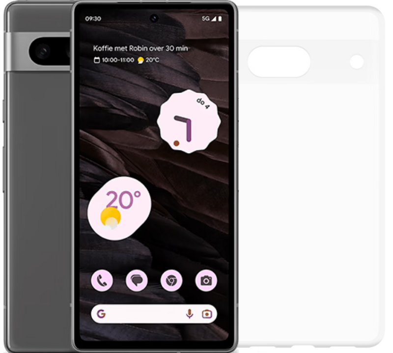 Google Pixel 7A 128GB Zwart 5G + Just in Case Soft Ontwerp Back Cover Transparant apple iPhone goedkoop jouwtelefoon.nl