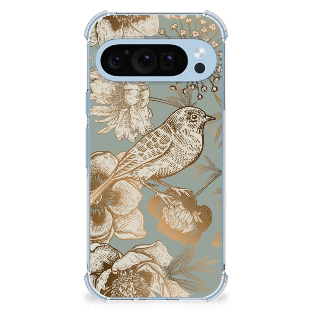 Case voor Google Pixel 9 | 9 Pro Vintage Bird Flowers - Jouwtelefoon.nl