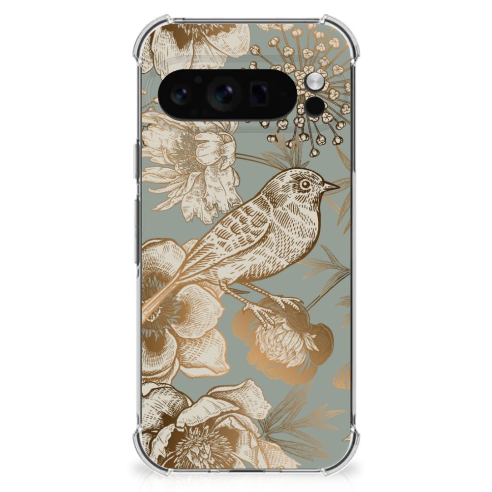Case voor Google Pixel 9 Pro XL Vintage Bird Flowers - Jouwtelefoon.nl
