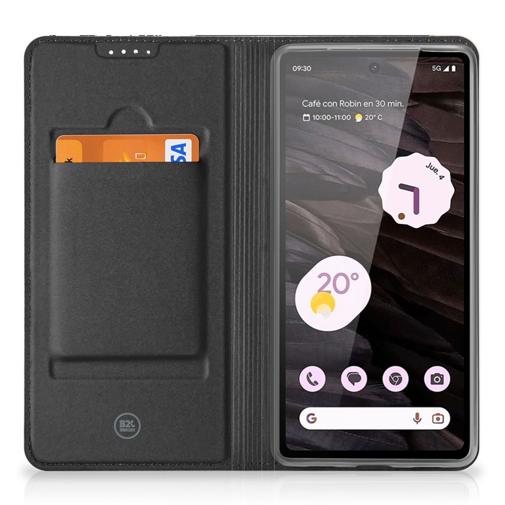 Google Pixel 8A Stand Case Zwart Roze Vormen - Jouwtelefoon.nl